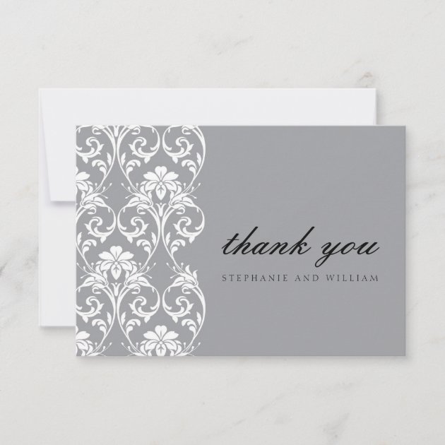 Gray Lace Wedding Thank You Card