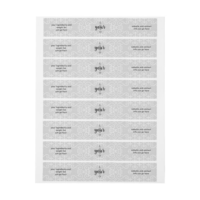 Gray Lace Wrap Around Soap Bar Label (Sheet)