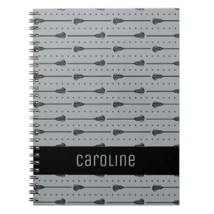 Gray Lacrosse Black Sticks & Dotted Lines Notebook