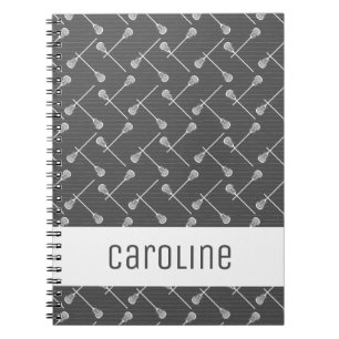 Gray Lacrosse White Sticks Patterned Notebook
