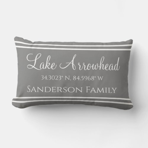 Gray Lake and Family Name  Map Coordinates  Lumbar Pillow