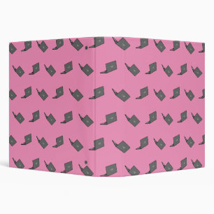 Gray Laptop with Bird Logo Cartoon 3 Ring Binder