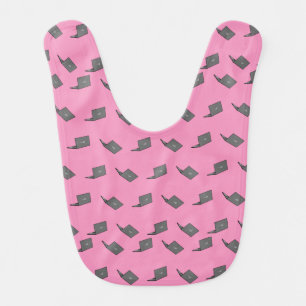 Gray Laptop with Bird Logo Cartoon Baby Bib
