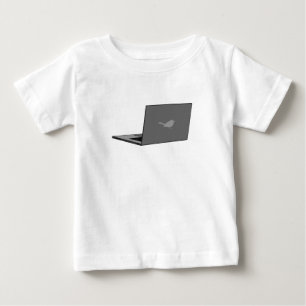 Gray Laptop with Bird Logo Cartoon Baby T-Shirt