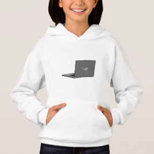 Gray Laptop with Bird Logo Cartoon Hoodie