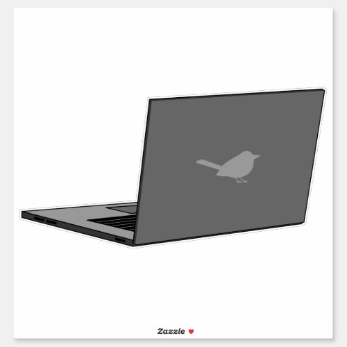 Gray Laptop with Bird Logo Cartoon Sticker