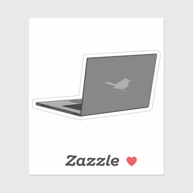 Gray Laptop with Bird Logo Cartoon Sticker (Sheet)