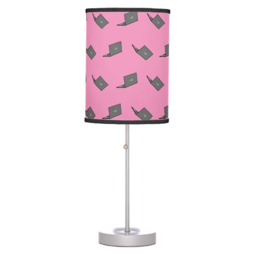 Gray Laptop with Bird Logo Cartoon Table Lamp