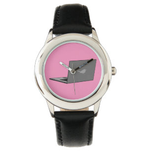 Gray Laptop with Bird Logo Cartoon Watch
