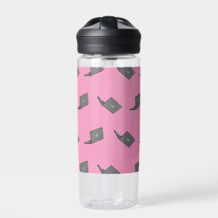 Gray Laptop with Bird Logo Cartoon Water Bottle