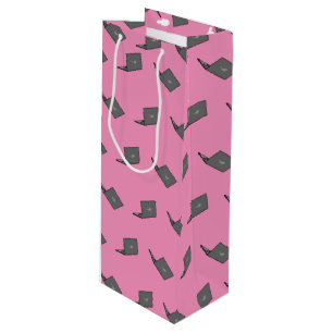 Gray Laptop with Bird Logo Cartoon Wine Gift Bag