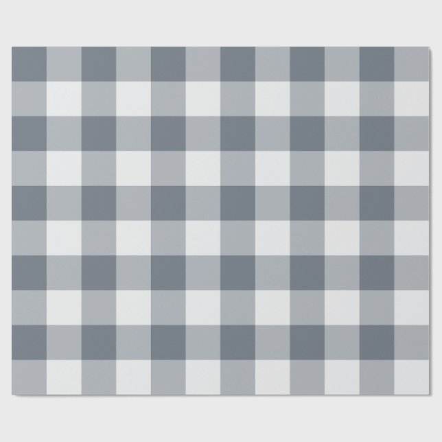 Gray Large Gingham Check Plaid Wrapping Paper (Flat)