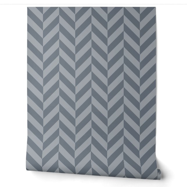Gray Large Herringbone Wallpaper (Unrolling)