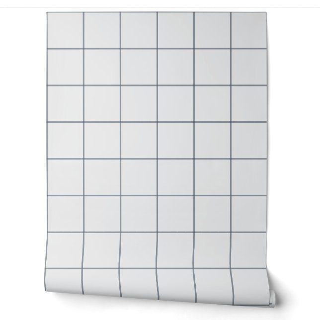 Gray Large Windowpane Plaid Wallpaper (Unrolling)