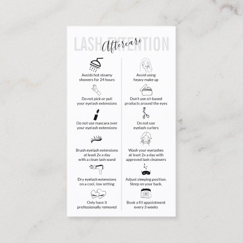 Gray Lash Extension Aftercare Business Card