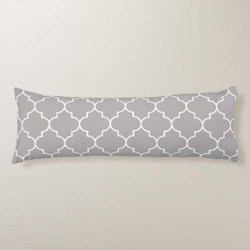 Gray Latticework Quatrefoil Moroccan Trellis Body Pillow