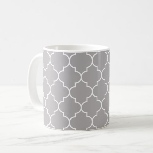 Gray Latticework Quatrefoil Moroccan Trellis Coffee Mug