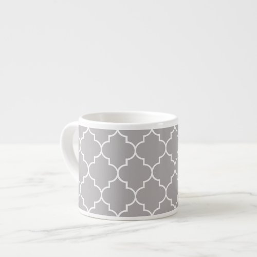 Gray Latticework Quatrefoil Moroccan Trellis Espresso Cup