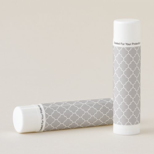 Gray Latticework Quatrefoil Moroccan Trellis Lip Balm