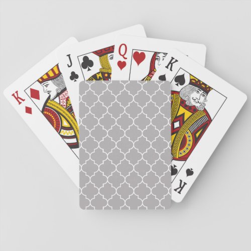 Gray Latticework Quatrefoil Moroccan Trellis Poker Cards