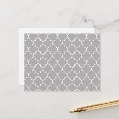 Gray Latticework Quatrefoil Moroccan Trellis Postcard