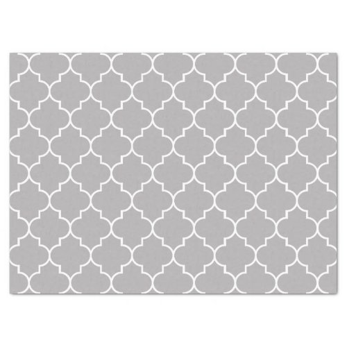 Gray Latticework Quatrefoil Moroccan Trellis Tissue Paper