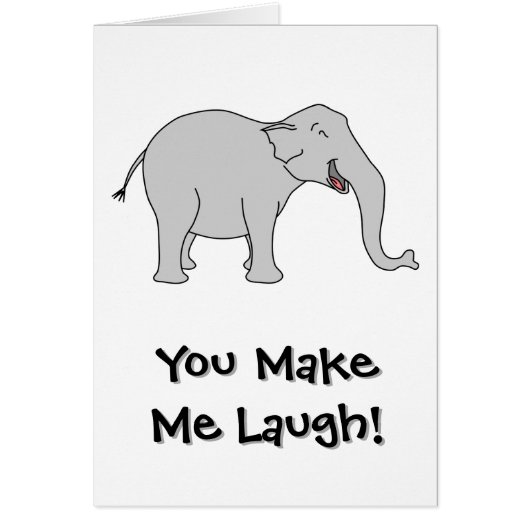 Gray Laughing Elephant. Cartoon. (Front)