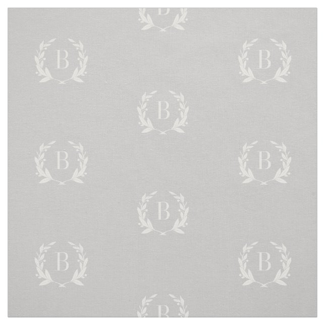 Gray Laurel Wreath Monogram Fabric (Swatch)