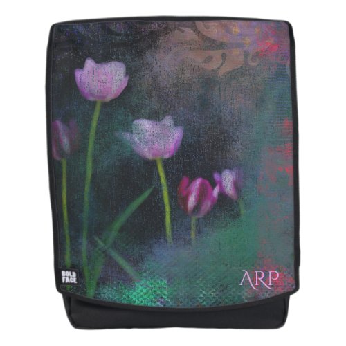  Gray Lavender Pink Tulip Grunge Vintage Shabby Backpack