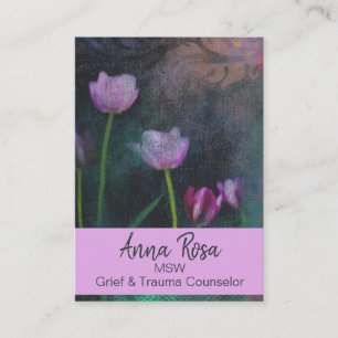 *~* Gray Lavender Pink Tulip Grunge Vintage Shabby Business Card