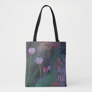*~* Gray Lavender Pink Tulip Vintage Shabby Grunge Tote Bag