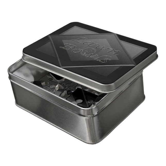 Gray Lawn Bowls Dimensional Logo Design, Jigsaw Puzzle (Lid Open)