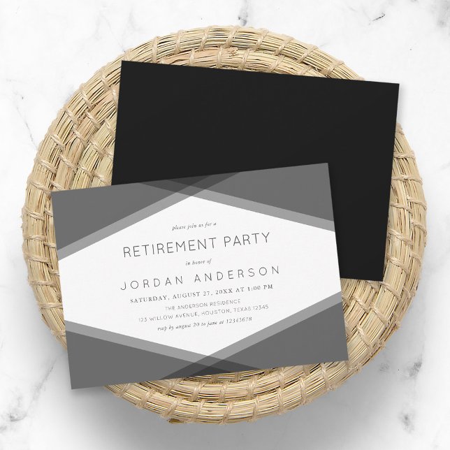 Gray Layered Geometric & Black Retirement Party Invitation (Creator Uploaded)