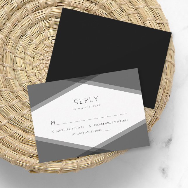Gray Layered Geometric & Black RSVP Card (Creator Uploaded)