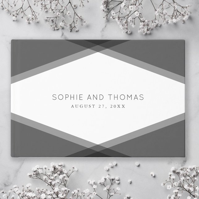 Gray Layered Geometric Wedding Guest Book (Creator Uploaded)