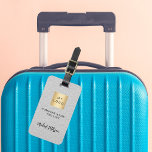 Gray leather gold business company logo name luggage tag<br><div class="desc">Gray faux leather print as background.  Personalize and add you business logo,  name and contact details.</div>