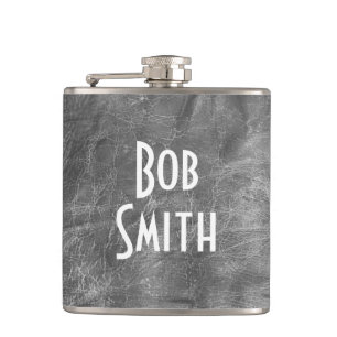 Gray Leather Hip Flask