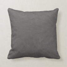 Gray Leather look (mock leather) Fabric Pillow