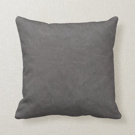 Gray Leather Look (mock Leather) Fabric Pillow