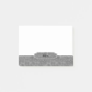 Gray Leather Look Monogram Post-it Notes