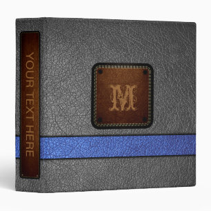 Gray Leather Look Tag Brown Binder