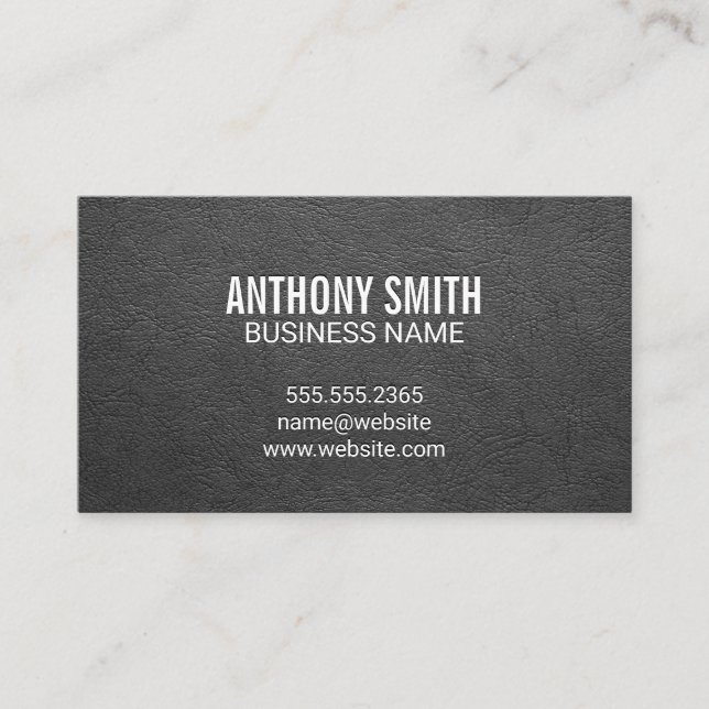 Gray Leather Luxury Business Card (Front)