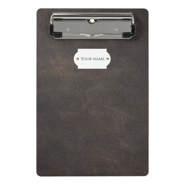 Gray leather mini clipboard (Front)
