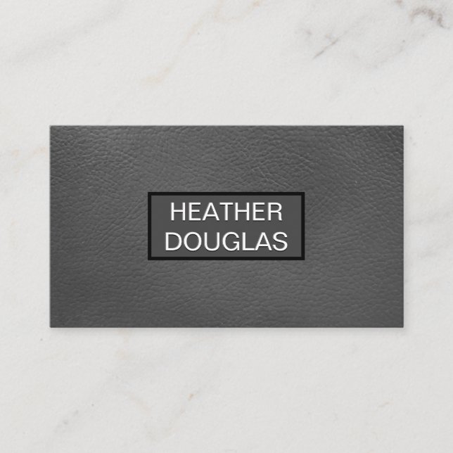 Gray Leather Pattern Business Card (Front)