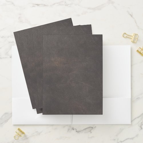 Gray leather pocket folder
