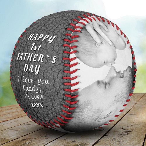 Gray Leather Print 1st Fathers Day 2 Photo  Baseball