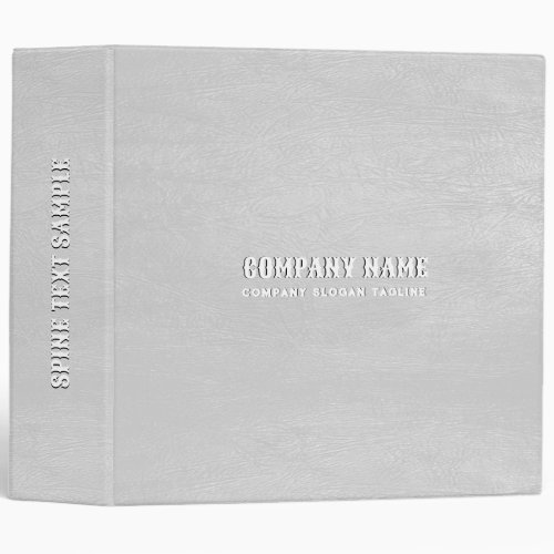 Gray Leather Texture Print White Typography 3 Ring Binder