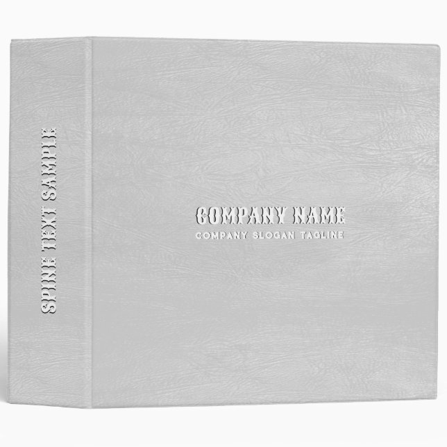Gray Leather Texture Print White Typography 3 Ring Binder (Front/Spine)