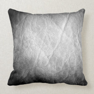 Gray Leather Throw Pillow