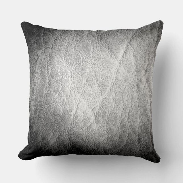 Gray Leather Throw Pillow (Front)